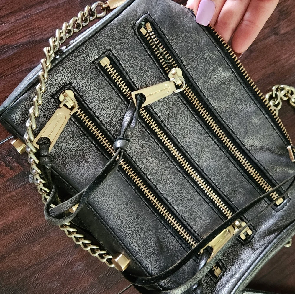 Rebecca MinkoffLeather Studded Chain Link Crossbody Bag